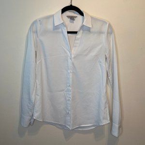 H&M White V-Neck Button Down